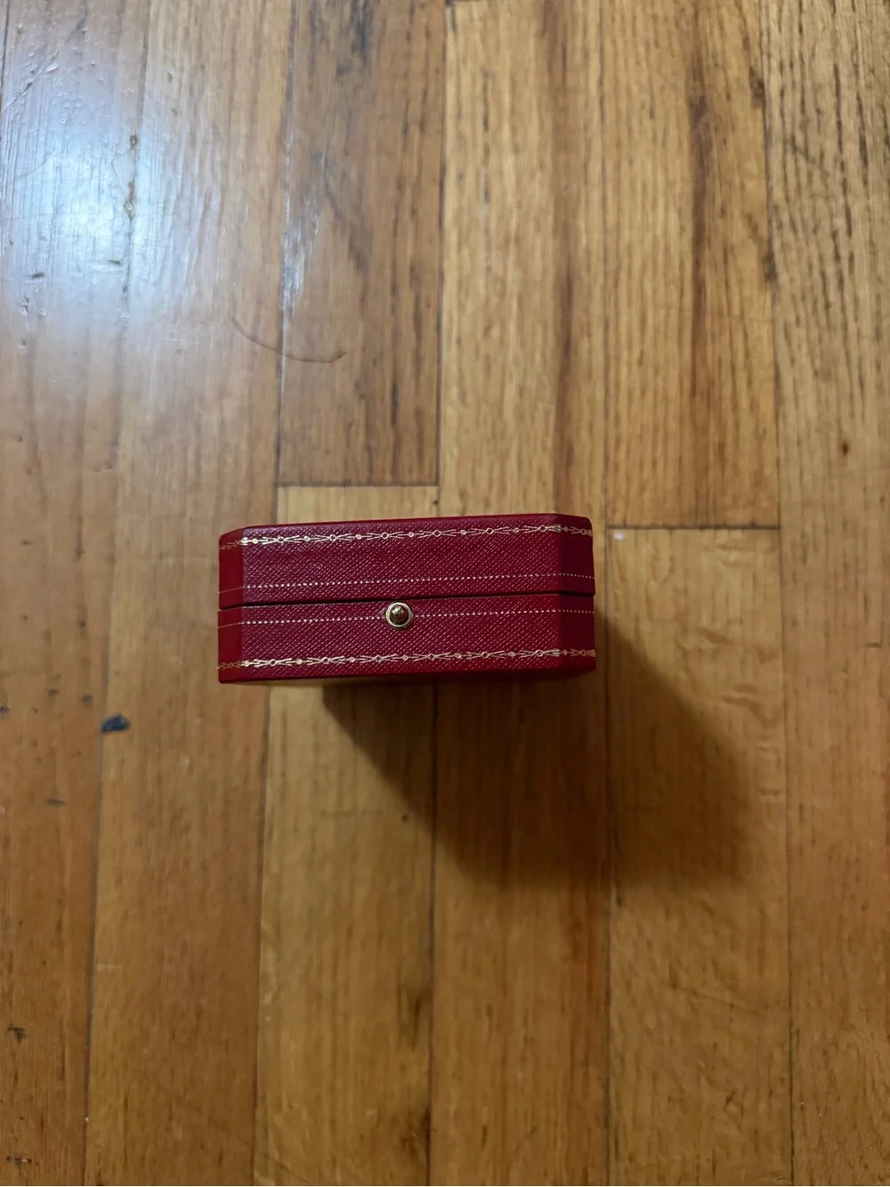 Cartier Red Jewelry Box with Gold Detailing